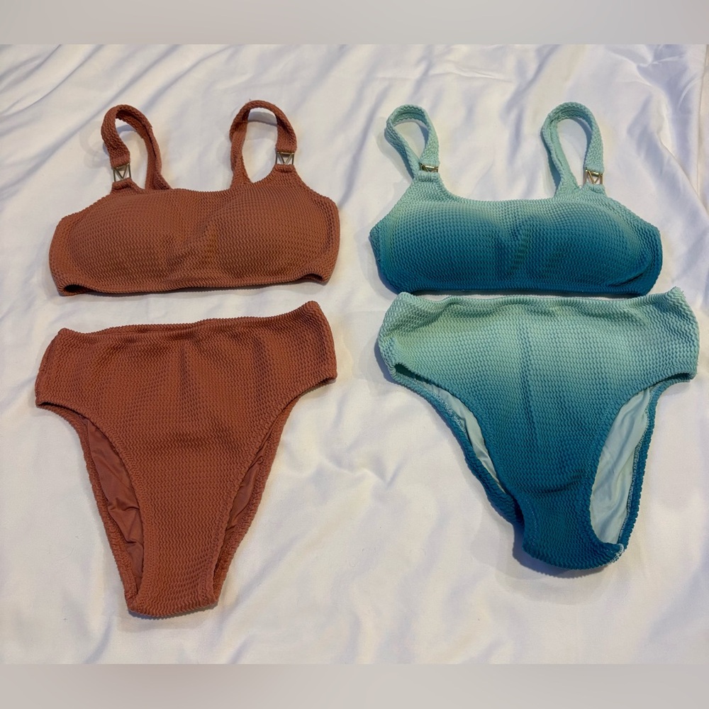 PINK Victoria's Secret Rust and Aqua Bikinis S/M